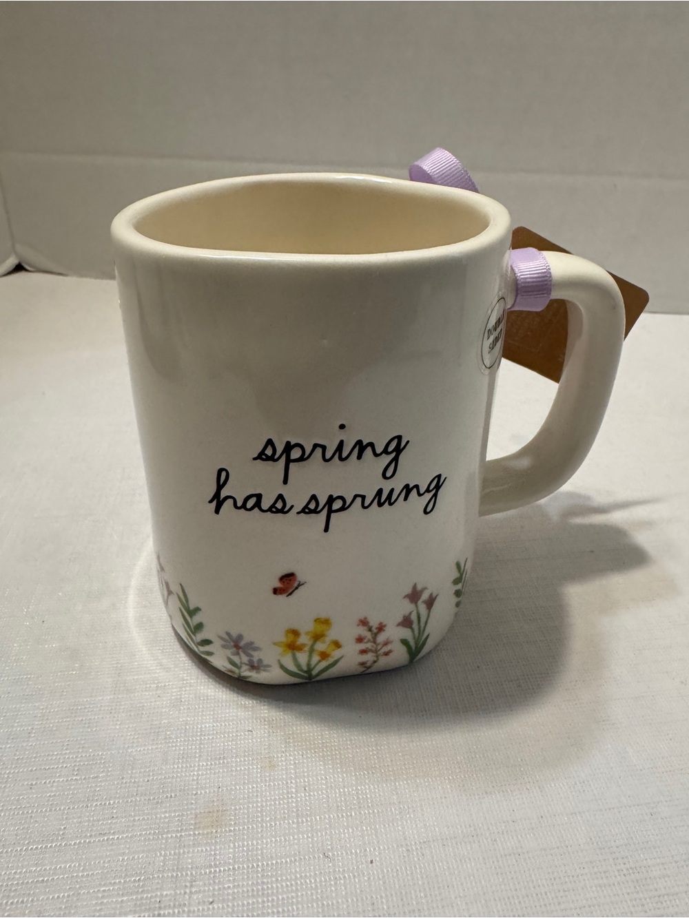 Rae Dunn Bunny Butterfly Floral ~Spring Has Sprung ~ Coffee Mug NWT Dual Sided